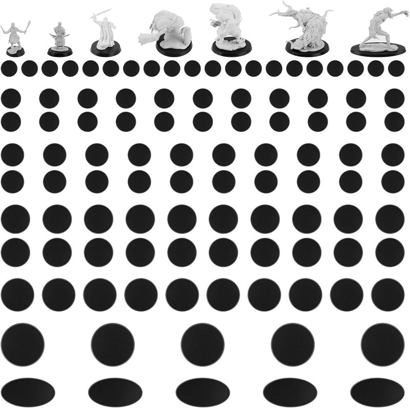 FIGURESLAB Store 100PCS Mix Black Miniature Bases with 7 Different Sizes, Model Base Wargame Accessories for Gaming Miniatures or Wargames Table Top Games - Image 1